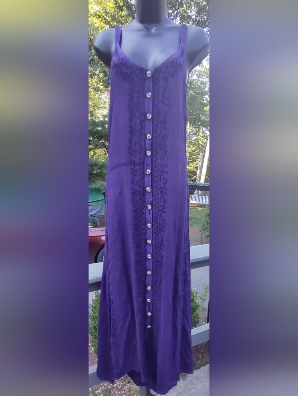Purple Boho Style Sleeveless Maxi Dress